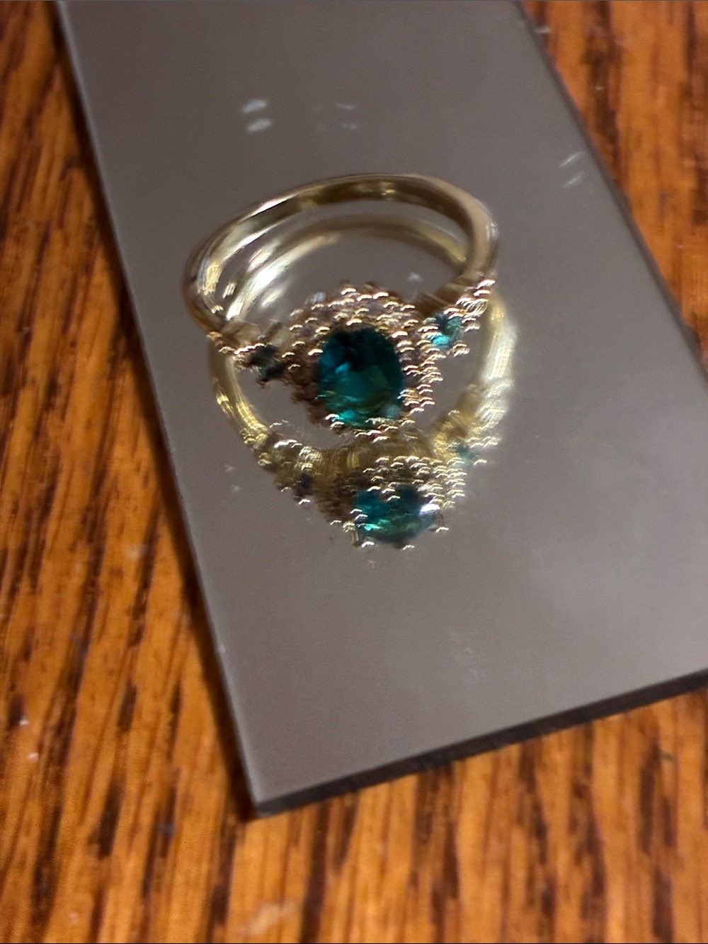 Gold Ring with Teal Gemstone